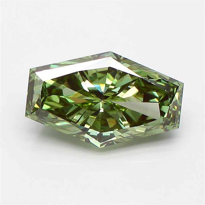 Hexagonal 4.05ct Fancy Vivid Green VS2