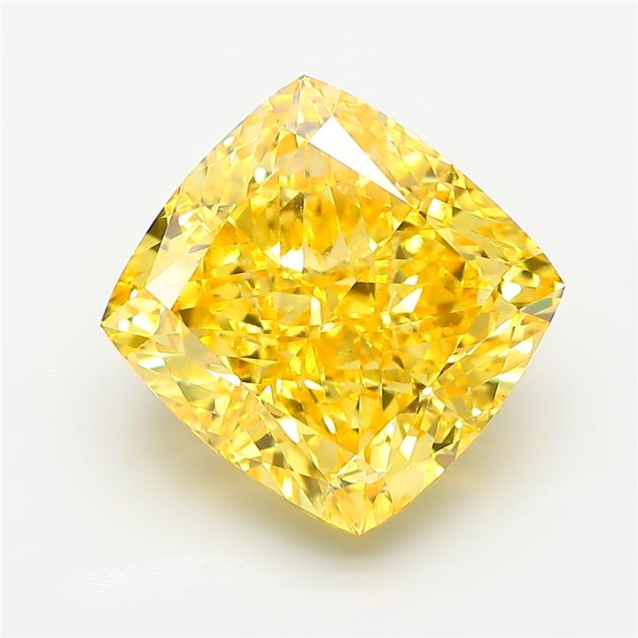 Cushion 7.63ct Fancy Vivid Yellow VS1