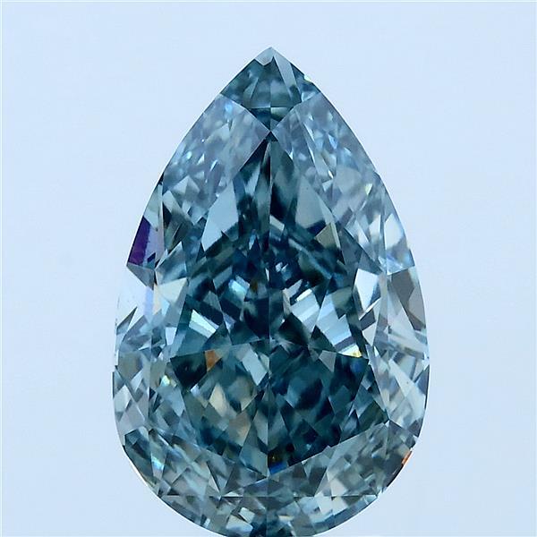 Pear 4.13ct Fancy Vivid Green Blue VS1