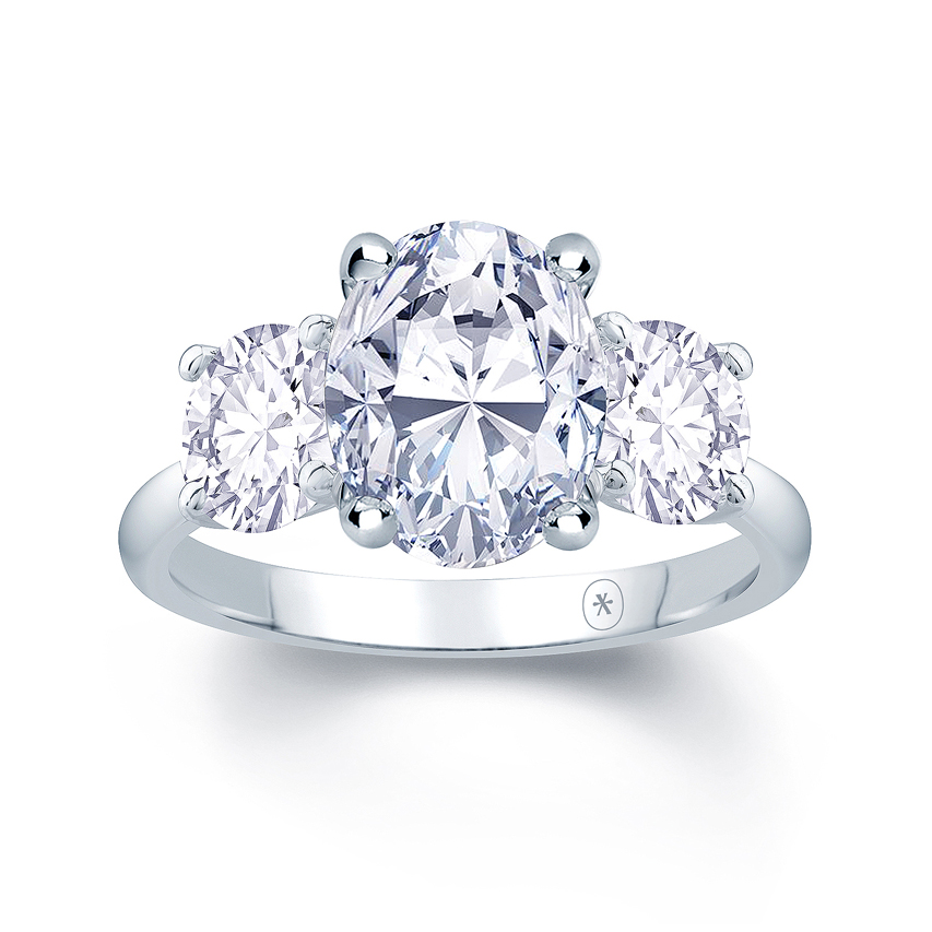 Oval With Round 3 Stone Engagement Ring