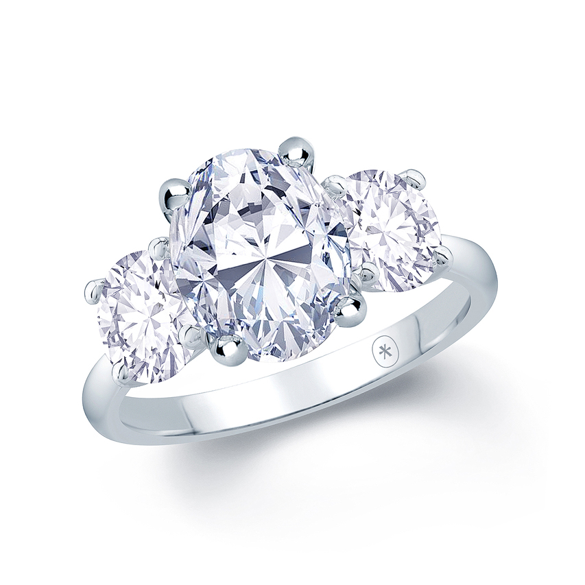 Oval With Round 3 Stone Engagement Ring