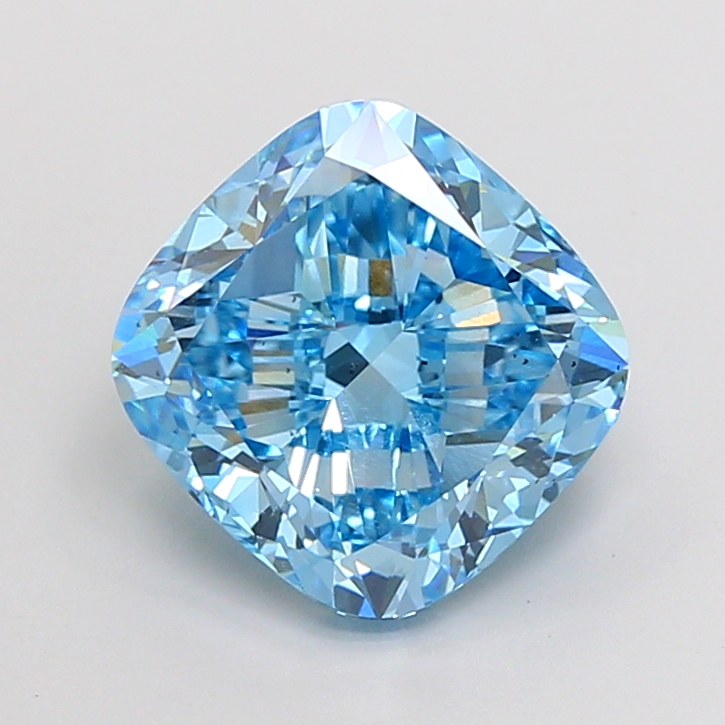 4.03ct Cushion Square Fancy Vivid Blue VS2 IGI