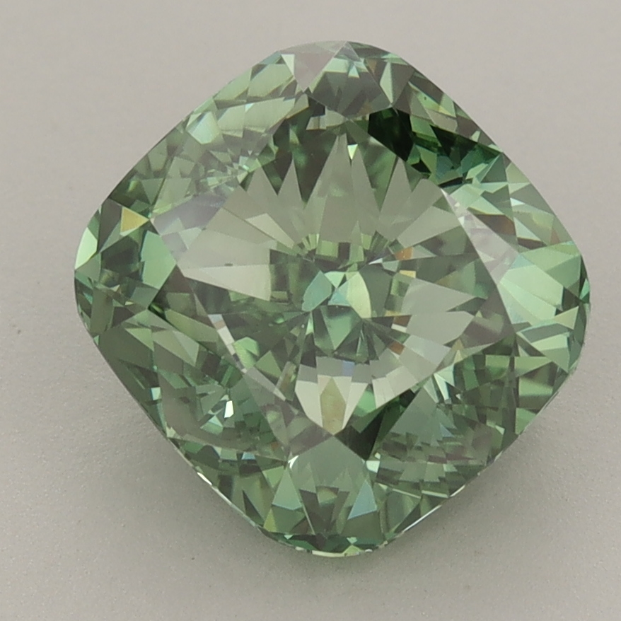 Cushion 4.01ct Fancy Vivid Green VS1