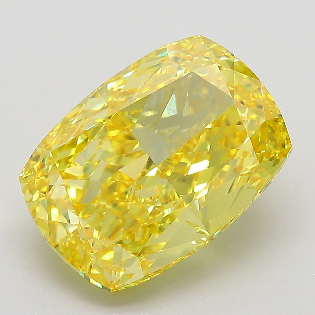 Cushion 6.41ct Fancy Vivid Yellow VS1