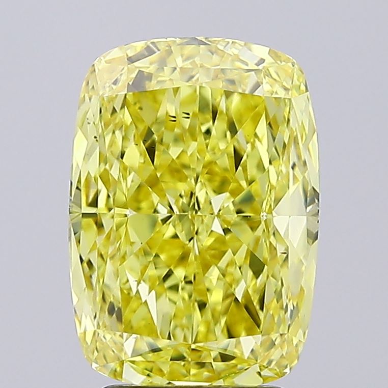 Cushion 4.01ct Fancy Vivid Yellow VS1