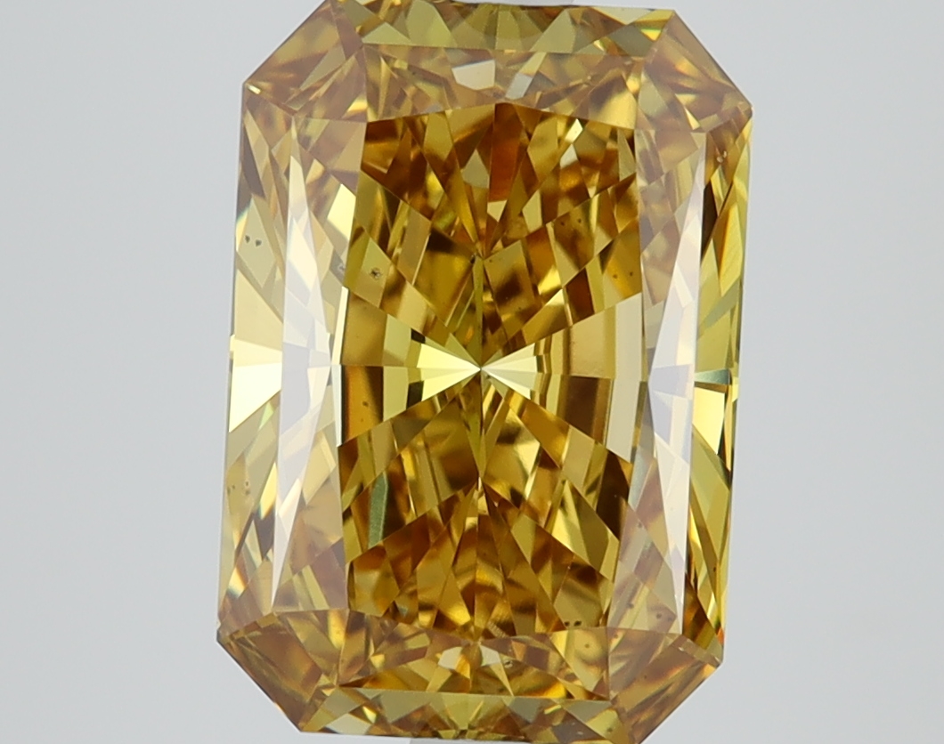 Radiant 4.08ct Fancy Vivid BROWNISH YELLOW VS2