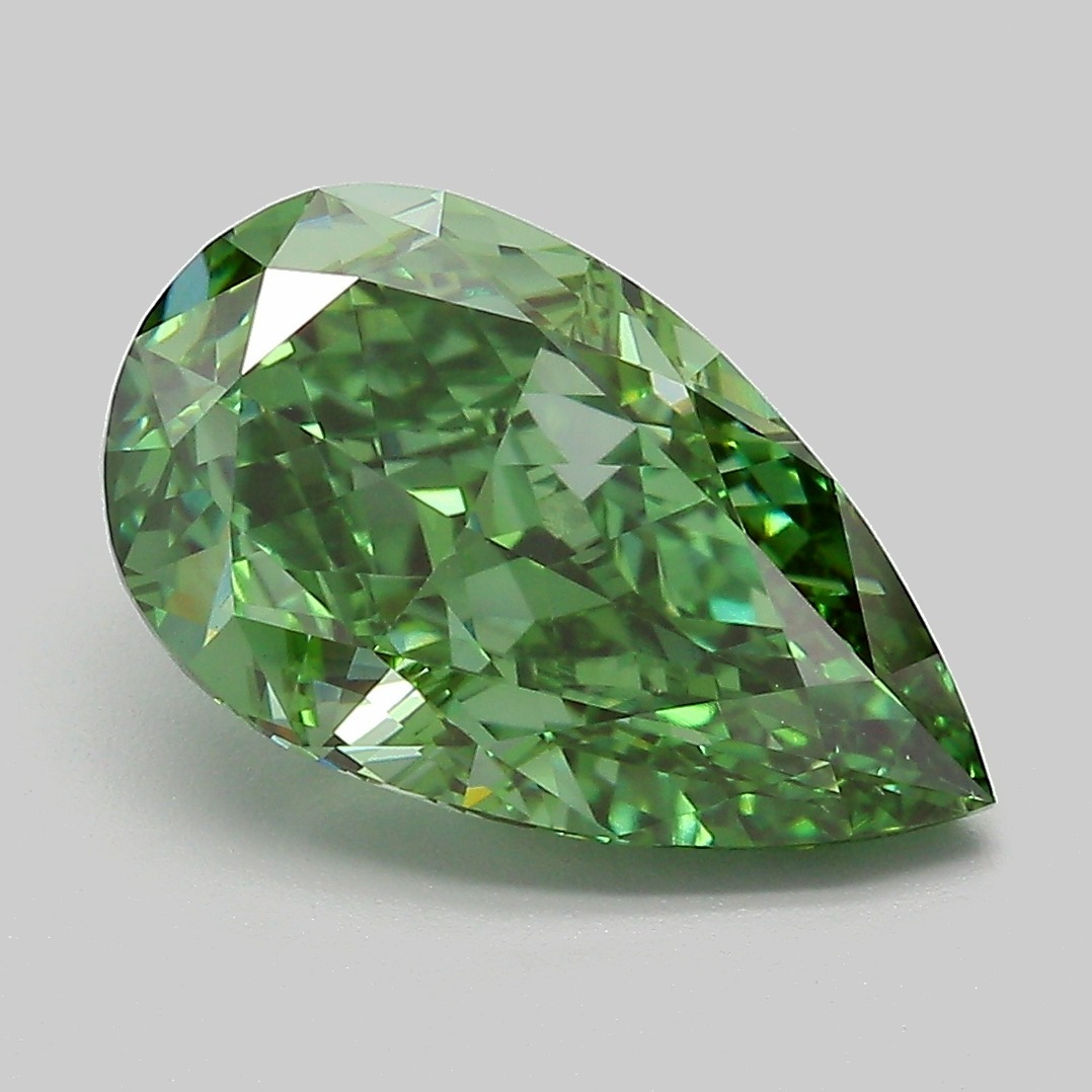 Pear 4.22ct Fancy Vivid Green VVS2