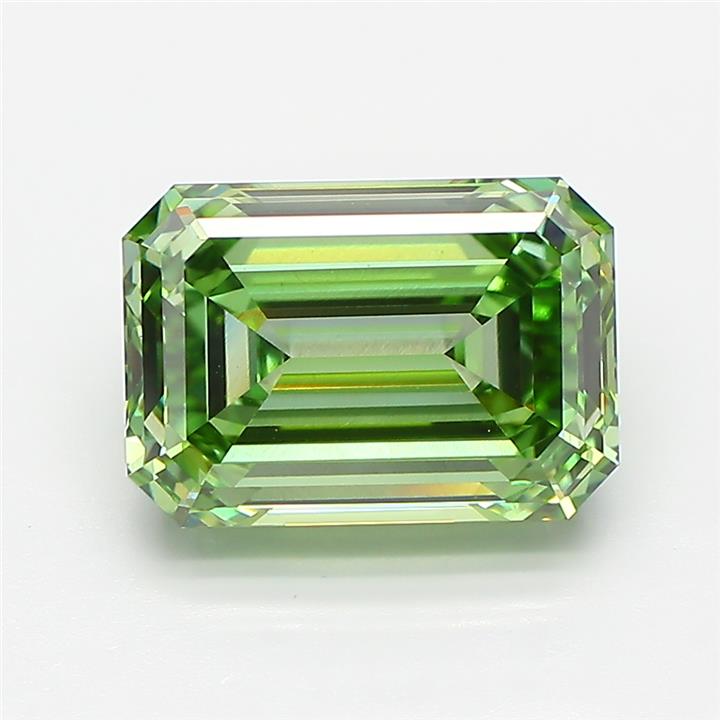 Emerald cut 4.54ct Fancy Vivid Green VS1